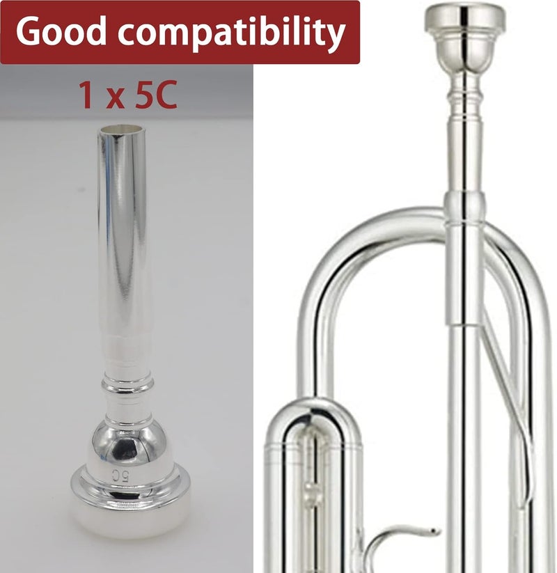 Cheerock 5C Trumpet Mouthpiece - Silver Plated Brass Compatible with Beginners and Professionals - Trumpet Accessories - Image 5